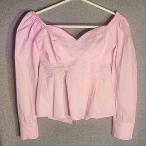 NWT Bubblegum Pink Pleated Peplum Top